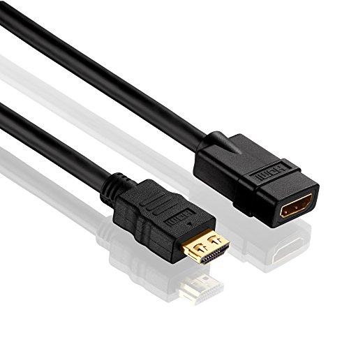 PureInstall PI1100-050 High Speed HDMI Verlängerungskabel mit Ethernet (HDMI-A Stecker auf HDMI-A Buchse), zertifiziert, 5m, schwarz