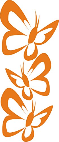 INDIGOS w400 Wandtattoo Schmetterlinge 9×9, 7×7, 8×8 cm Wandaufkleber Wandfolie 3 Stück – orange - 3
