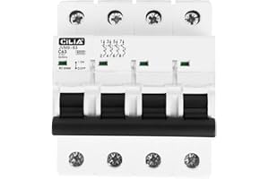 CILIA Interruptor Magnetotérmico 4P, 4 Módulos DIN, 6 kA, 400 V, Curva C, Universal Para Centralitas Eléctricas In=63A (JVM9-63-4P-63A)