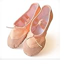 Baysa - Zapatillas de ballet de lino con refuerzo de cuero - Salmón - Talla 33