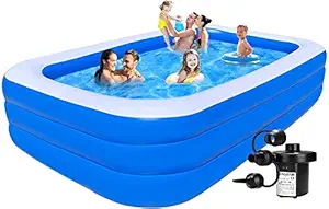 Jukusa Swimming Pool 10-Feet Swimming Pool 3 Stripped Inflatable Bath Tubs for Adults Spa Swimming Bath Tub with Electric Pump 120x 72