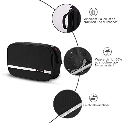 GHB Kulturtasche wasserdichter Kulturbeutel faltbare Kosmetiktasche zum Aufhängen für Herren und Damen Schwarz - 2