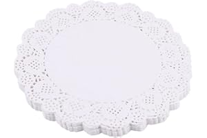ANCLLO 140 centrini di carta rotondi in pizzo bianco per impacchettare torte, decorazioni da tavola per matrimoni (24 cm)