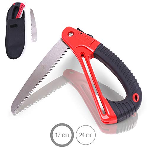 Iceberk Klappsäge inkl. Ersatzsägeblatt + Transporttasche - Klappbare Säge für Arbeiten im Garten, beim Camping oder bei anderen Outdoor-Aktivitäten (17 cm Sägeblatt)