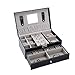Produktbild SIMPLE-H Uhr Aufbewahrungsbox Leder mit Spiegel Make-up Box Schmuckschatulle Schmuck Aufbewahrungsbox Ohrringe Ring Multifunktions-Sammelbox, schwarz