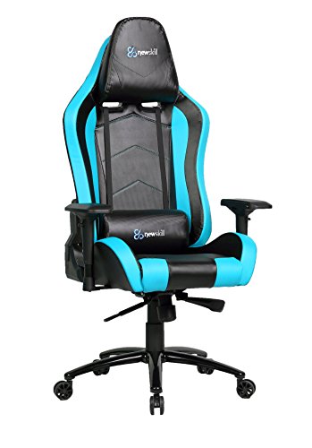 Newskill Takamikura Carbon - Silla gaming profesional (Piel efecto carbono, inclinación y altura regulable, reposabrazos ajustables, reclinable 180º), Color Azul