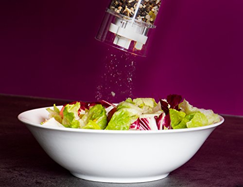 TECVANCE Elektrisches Salz- und Pfeffermühlen 2er Set, mit Keramikmahlwerk + Beleuchtung (schwarz metallic) - 4