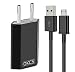 Produktbild OKCS Micro USB Ladeset - 2 Meter MicroUSB Ladekabel + 5V USB Netzteil für Galaxy, Sony, Motorola, Huawei, Nokia, LG, Motorola, etc. - Schwarz