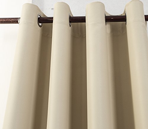KEYNIS Gardinen Blickdicht Verdunklungsgardine mit Ösen, Thermogardine Verdunklungsvorhang für Schlafzimmer 2er set (140x245cm, Beige) - 4