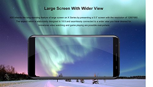 DOOGEE X55 - 5,5 pollici (rapporto 18: 9) HD Android 7,1 3G smartphone, Quad Core da 1,3 GHz 1 GB + 8 GB, fotocamera tripla (5 MP + 8 MP + 8 MP), 2800 mAh - Nero