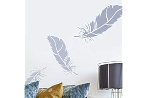 Ideal Stencils Pochoir en forme de plume pour décoration murale et loisirs créatifs Tailles diverses, Multipack S/M/L