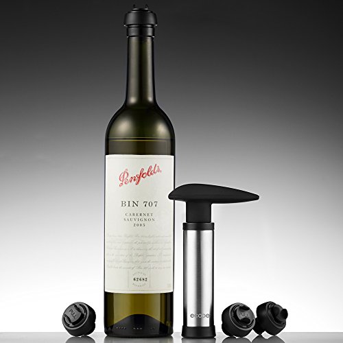 Ecooe Vacuum Weinverschluss Weinpumpe mit 4 x Stopfen Flaschenverschluss Wein Set Edelstahl Weinzubehör - 6