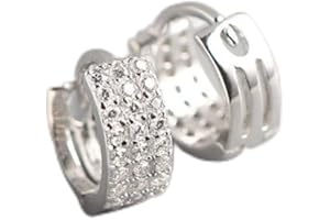 FEIHUI Orecchini Ipoallergenici Argento 925,Creativo Ampia Fila di Diamanti Intarsiati Zirconi Ciondolo Elegante con Cerniera Cerchio Fine Anello Senza Fine Gioielli per Donna Uomo Ragazze Sposan