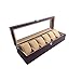 Produktbild Wooden Watch Box, Uhr Box 6 Slot Luxus Glas Display Top Watch Box Geschenk Geben Männer Für Geburtstag Und Jederzeit