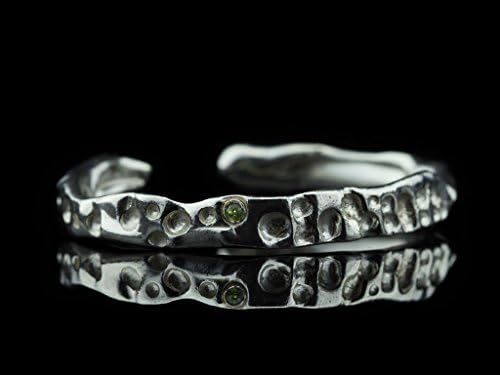 Lunar Eclipse - Sterling Silver Bangle with Tourmaline