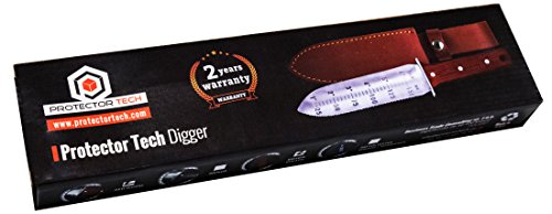 Protector Tech Digger – rostfreies Messer-Handschaufel für Metalldetektor und Umgraben in Gartenarbeit (mit Rot-Holz-Griff und brauner Ledertasche) - 8