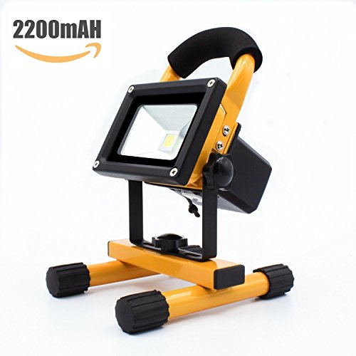 Preisvergleich Produktbild LEDemain 10W Wiederaufladbare Flurbeleuchtung / Camping Arbeitslampe / Scheinwerfer / Flutlichtstrahler. LED strahler mit 2200mA Lithium Batterie, tragbare IP65 Wasserdicht mit Stecker