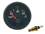 Mit Beleuchtung Universal Temperaturanzeige mit Sensor, 40 - 120°C, 12 Volt, Ø 52 mm