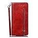 Produktbild Galaxy A50 Hülle für Samsung Galaxy A50 Handyhülle Case PU Leder Tasche Schutzhülle Handytasche Schutz Etui Brieftasche Flipcase mit Ständer und Reißverschluss Magnetverschluss Rot