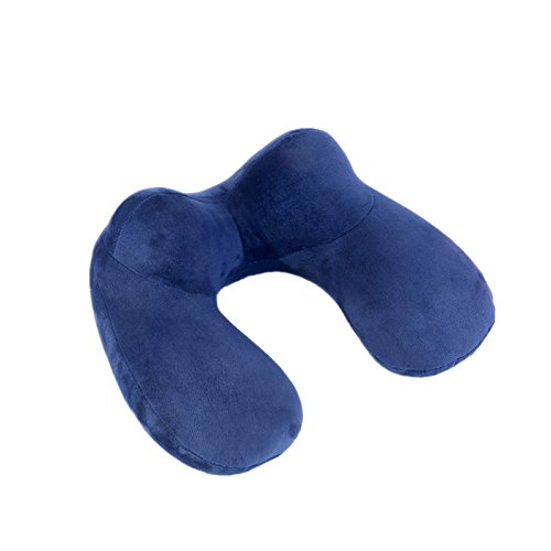 Preisvergleich Produktbild Reisekissen Aufblasbar Tragbare Aufblasbares U-förmiges Nackenkissen Reisekissen Kissenautomatisch Bequem für bequemen Schlaf im Flugzeug Auto oder Zug Blau