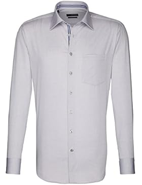 Seidensticker Herren Langarm Hemd Uno Regular Fit grau mit Piping 131020.33