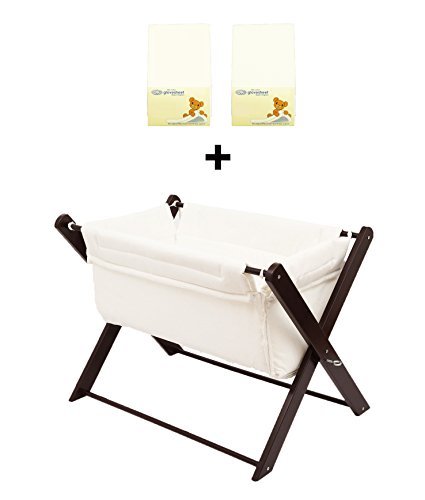 Poco Baby Portable Foldable Bedside Crib In Coco Inc 2 Fitted 100% Cotton Sheets & Mattress