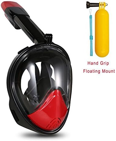 Snorkel Mask, YEHOLDING 180° View Scuba Diving Full Face Free Breath Design Breath Ventilation Concept Anti-Leak Anti-Fog Swimming Mask For Gopro Hero 5/4/3+/3/2/1 SJ4000 SJ5000,Xiaomi Yi Sports Action Camera (Black+Red, S/M)