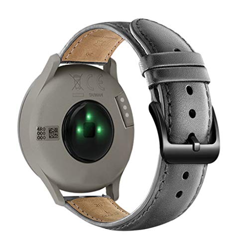 Preisvergleich Produktbild Happysdh Armband für Garmin vivomove HR,Smartwatch Zubehör Luxury Leather Ersatzarmband Armbänder Smartwatch für Männer Frauen (Grau)