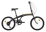 Frenos de aluminio V-Brake Bicicleta plegable C-Fold de acero 20 pulgadas con cambio SHIMANO 6 V Negro/Verde