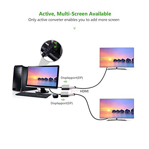 UGREEN Aktive Displayport auf HDMI Adapter 4K Auflösung inkl. Audio Übertragung DP Stecker zu HDMI Buchse vergoldete Kontakte Schwarz - 5