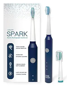 Caresmith SPARK Rechargeable Electric Toothbrush (Blue) | 2 Brush Heads | 6 Operational Modes