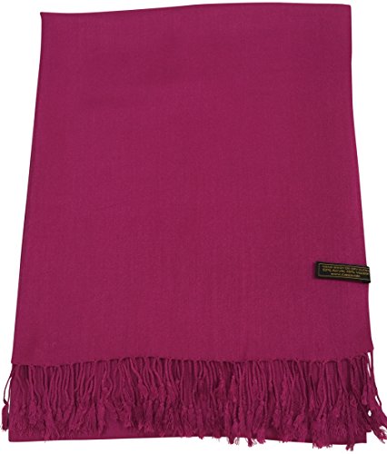 CJ ApparelSolid Colour Tassels Design Shawl Scarf Wrap Stole Throw Head Wrap Pashmina Hand Made in Nepal NEW