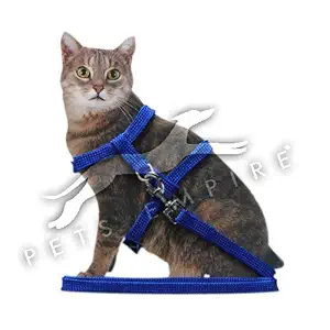 Pets Empire Rabbit, Cat, Puppy Dog Adjustable Harness Collar Leash (Blue)