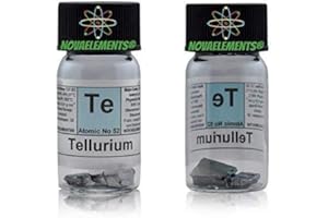 NOVAELEMENTS Tellurio elemento 52 Te, campione puro 2 grammi 99,99% in fiala di vetro con etichetta