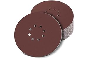 AICOIMY 225mm Sanding Discs 180 Grit, 30Pcs 225mm Sandpaper Sheet 8 Holes Hook and Loop Discs for Long Neck Sander Drywall Sander