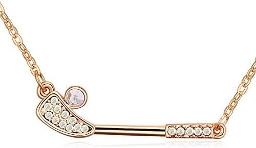 Alvdis Golf Brassie Style Swarovski Crystal Pendant Necklace, 16", White