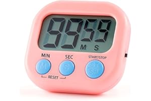 HOUDIAN Digitaler Küchentimer Magnetisch Stoppuhr Timer mit Uhr, Timer für Backen, Küche, Studium, Trainingstraining, Count-Up- und Countdown-Uhr(Rosa)