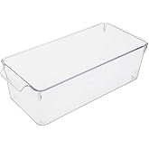 Deconox 1 Adet Kırılmaz Ultra Dayanıklı Buzdolabı D&uuml;zenleyici Organizer Kutu Şeffaf - Medıum Kiler Organizeri (14cm*32,5cm*10