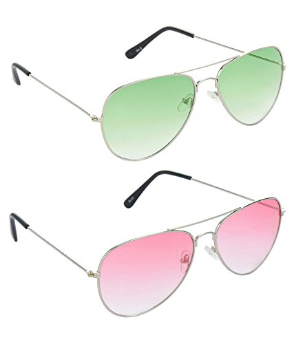 Sheomy Aviator Combo Pack of Mirrored Unisex Sunglasses (Silver_Pink_Silver_Green|55|Multicolour) - 2 Boxes RS.349 (88.00% Off) - Amazon