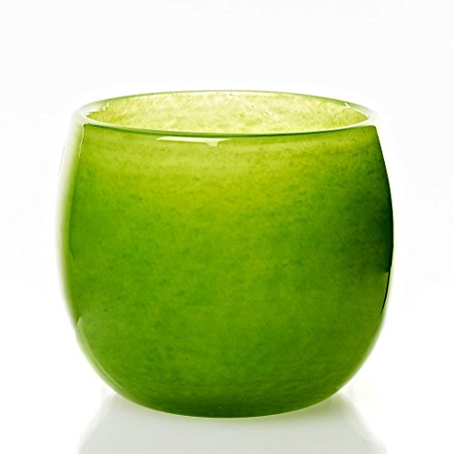 Vase, Blumenvase, Zylindervase "POT" grün, H=14 cm, handgeformte Unikate, moderner Style (ART GLASS by CRISTALICA)