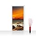 Produktbild Türtapete selbstklebend 100x211 cm PREMIUM PLUS Tür Fototapete Türposter Türpanel Foto Tapete Bild - ROCKY BEACH SUNSET - Sonnenaufgang Strand Meer Felsen Sunset - no. 060