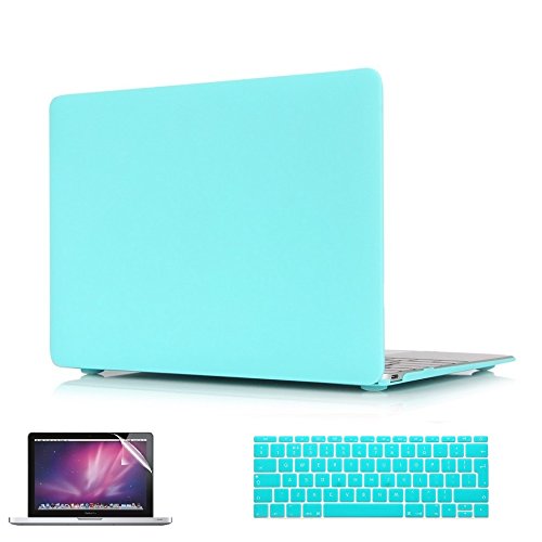 i-Buy 3in1 Kit Matte Hard Shell Case + Keyboard Cover + Screen Protector for Apple Macbook 12 inch with Retina Display (Model A1534) - Turquoise
