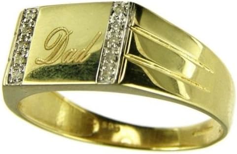 Kareco 9ct Yellow Gold Gents' Diamond Set Dad Signet Ring Size Y