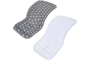 SIQITECHUK Reversible Baby Pushchair Seat Liners Pushchair Liner Travel Cot Travel Mattress for Pushchair Pram Liner Universal Stroller Liner Breathable Soft Pad Cotton Foldable Baby Pushchair Cushion Mattress