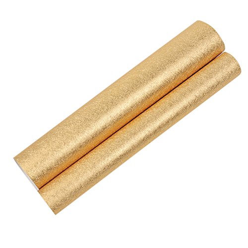 Luxus Gold Folie Tapete Wohnzimmer Schlafzimmer TV Hintergrund Wand, Decke Reflektierende gebürstet Gold Leaf Tapeten, lang 10 m * Breite 0,53 m (5 & # x33 a1;), Pure Tapete Golden - 3