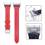 Happy Event Luxus Leder Ersatzteile Armband Gurte für Fitbit Charge 3 (Rot)