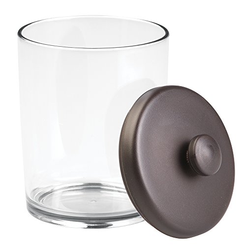 mDesign Wattedose – praktischer Behälter für Wattepads, Wattestäbchen und Wattebäusche – stilvoller Wattepadbehälter & Wattestäbchenbehälter – Material: beständiger Kunststoff - 8