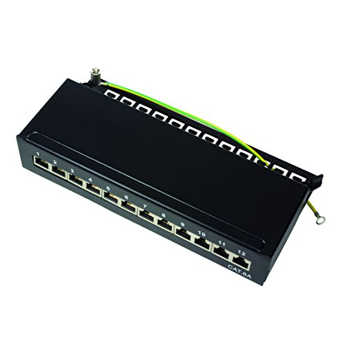 LogiLink Professional Cat.6A (500 MHz) Patchpanel – Verteilerfeld, Tisch/Wand/Desktop, STP (geschirmt) 12-Port (RJ45) - 3