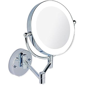 Milano 8 Chrome Wall Mounted Round Double Sided Extendable Bathroom Shaving Vanity Mirror With 2x Magnification