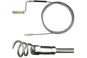 ROKA STORE Rohrreinigungsspirale Ø 12mm x 10m, für Rohre ab DN 100mm, 40mm Bohrkopf, optionale Verlängerung, für Fallrohr, Regenrohr, Dachrinne, Abwasserkanal, Drainagen